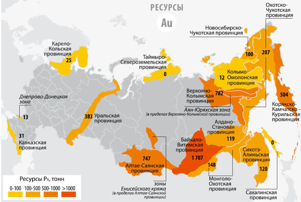 Карта золотых приисков россии