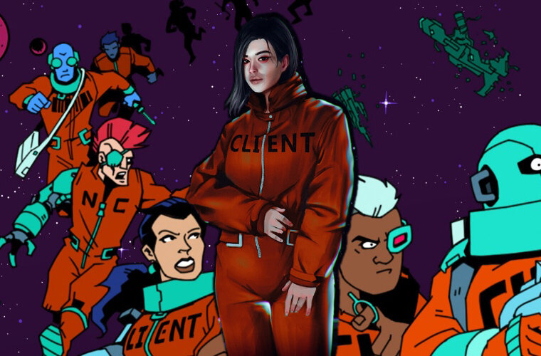 Коллаж к видеоигре Void Bastards