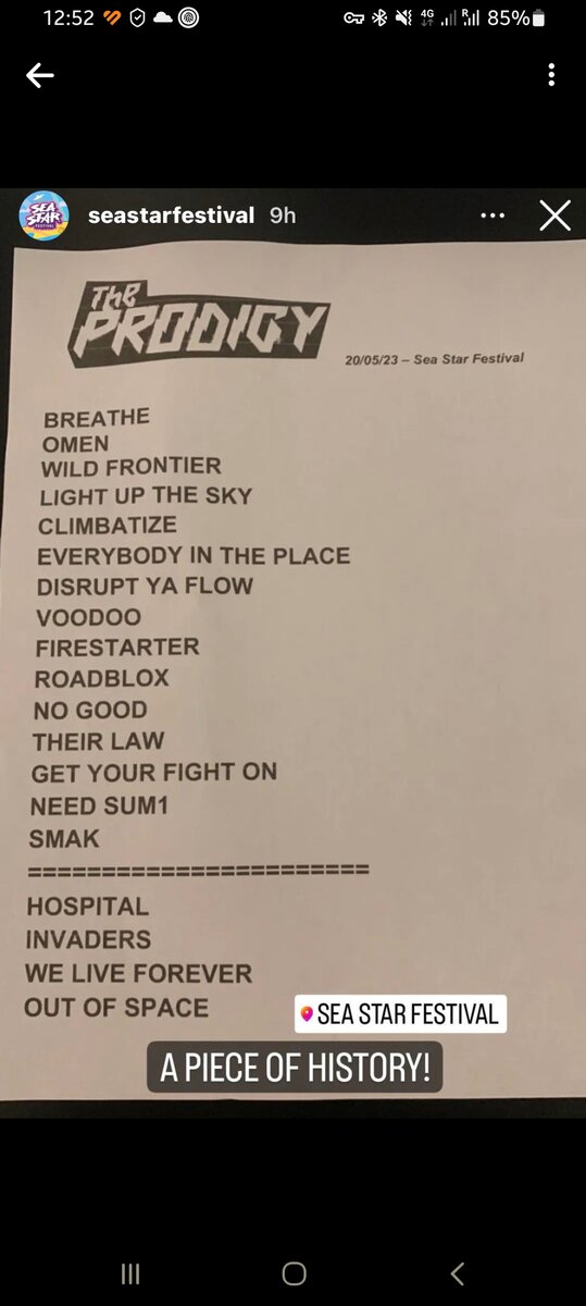 Сетлист с фестиваля Sea Star Festival