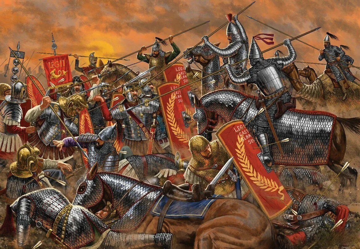 Парфянские кавалеристы заботливо укладывают спать римских легионеров.