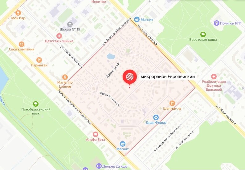 Микрорайон Европейский (Екатеринбург) © Яндекс