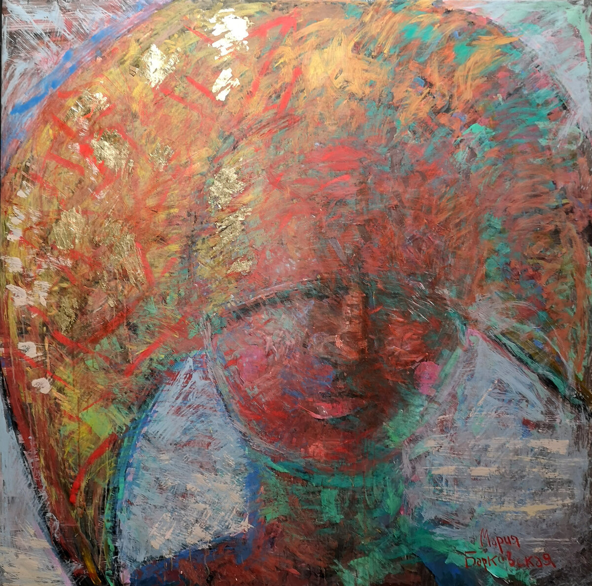 Культурный код. Холст, масло, сусальное золото, 170 x 170