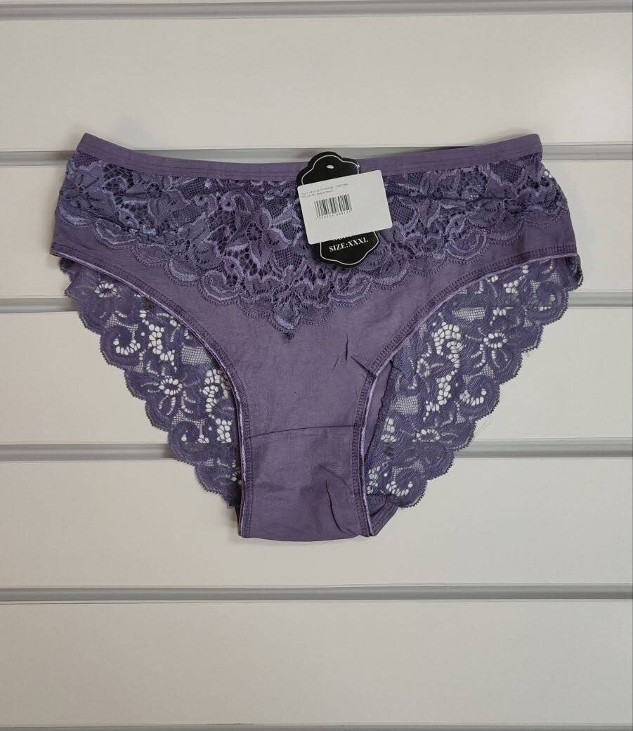 Трусы женские 7515 Фабричный Китай 2XL(44-46),3XL(46-48) 4XL(48-50) хлопок 95% спандекс 5%  Передняя и задние кружевные вставки. 125р.