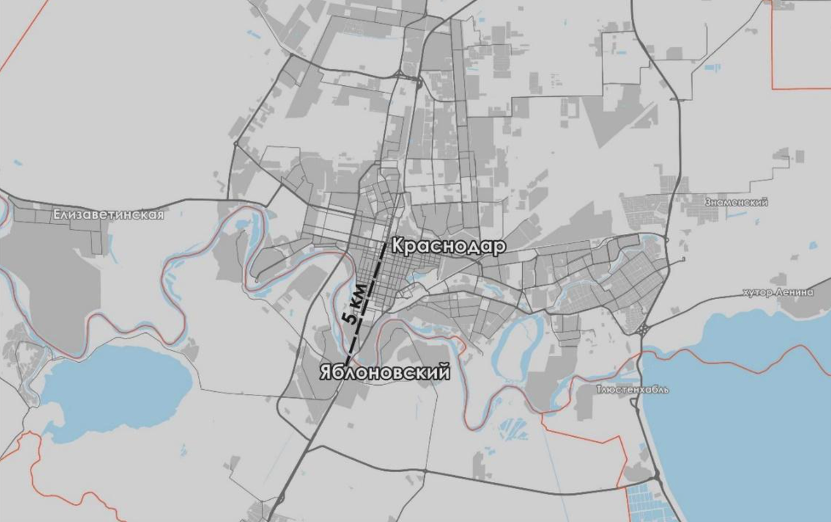 Рисунок 2 – Расположение Яблоновского и Краснодара 