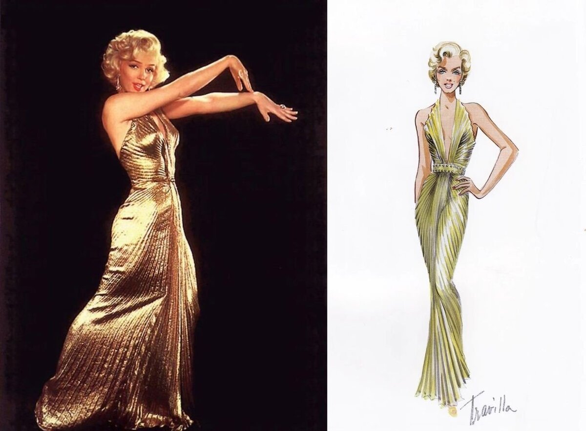 Фееричность и магнетизм: Мерлин Монро в струящемся платье, смакующем ее совершенную силуэтную линию