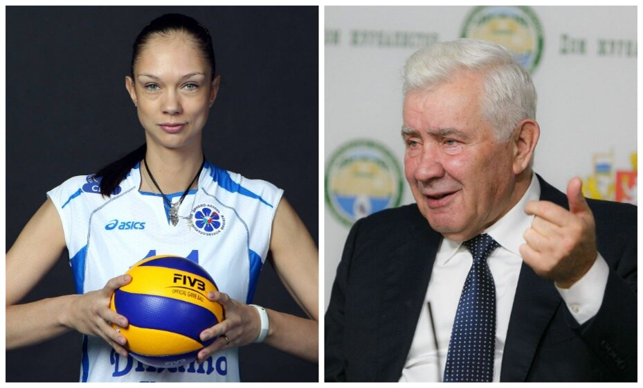    Екатерина Гамова поздравляет Николая Карполя с юбилеем. Фото: Соцсети «Динамо»