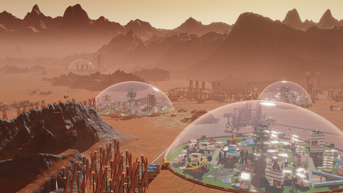 Купольная архитектура в симуляторе "Surviving Mars".