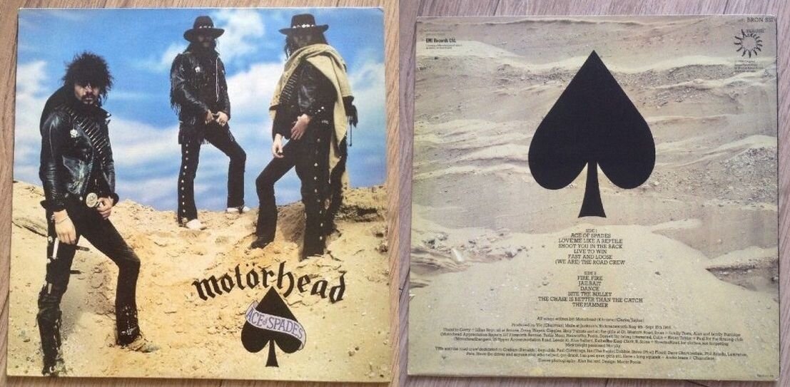 Виниловый выпуск альбома Motorhead «Ace of Spades», 1980 г., конверт с двух сторон