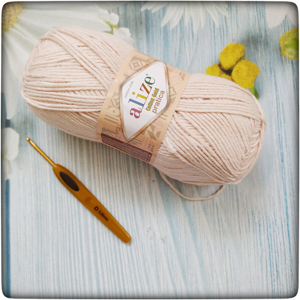Пряжа Alize cotton gold pratica, крючок 3,25