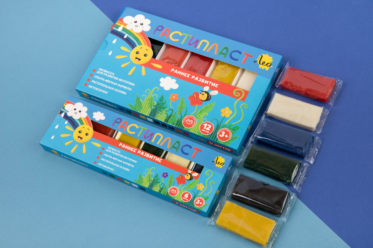 Каждый брусочек запечатан в прозрачный пакетик. Можно выдать ребенку один понравившийся цвет. Но даже если вы откроете их все, пластилин все равно не засохнет, и будет таким же мягким и пластичным.