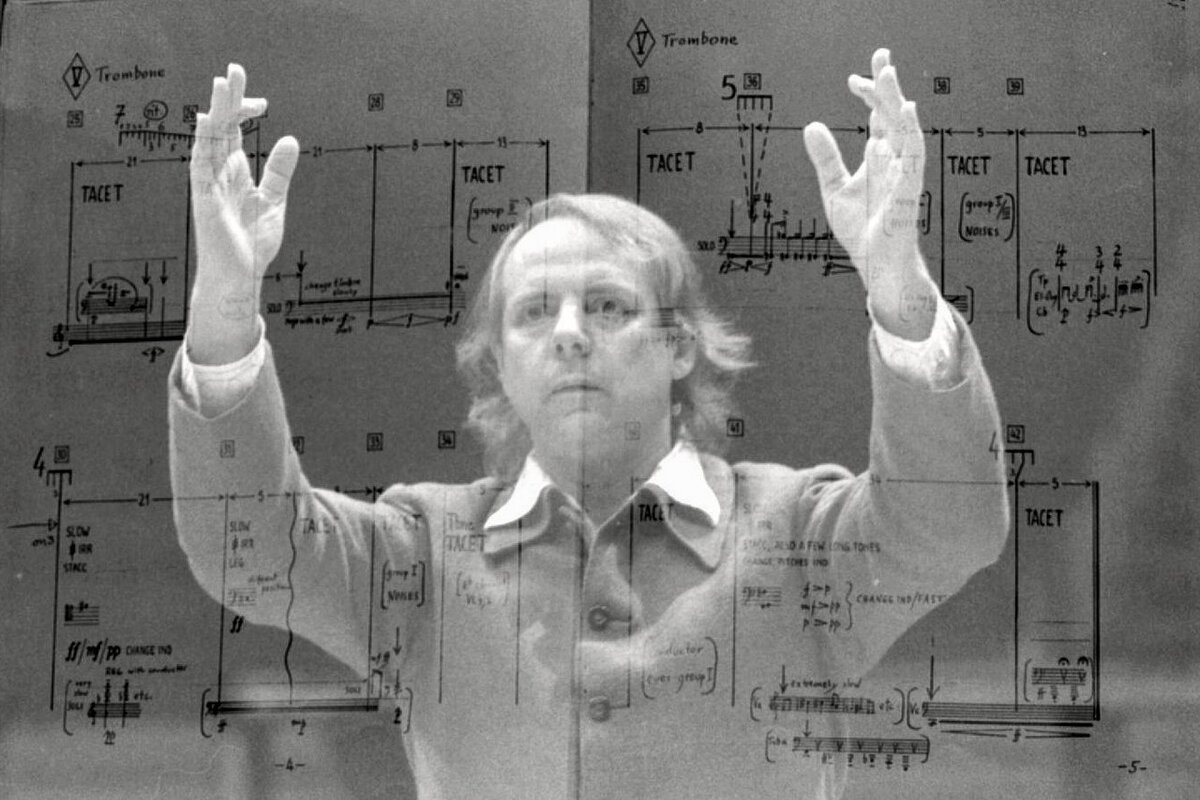 Штокхаузен в Страсбурге в 1980 году. Источник: https://commons.wikimedia.org/wiki/Category:Karlheinz_Stockhausen#/media/File:Karlheinz_Stockhausen_par_Claude_Truong-Ngoc_1980.jpg