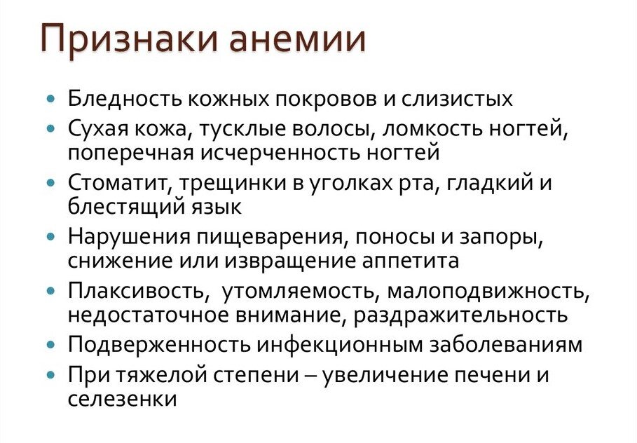 Симптомы анемии