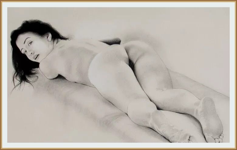 ©  Франко Фузари /  Gianfranco Fusari / Италия / * 1945 г.р /  Nude G801 (2014)Pastel drawing / Обнаженный G801 (2014) Рисунок пастелью