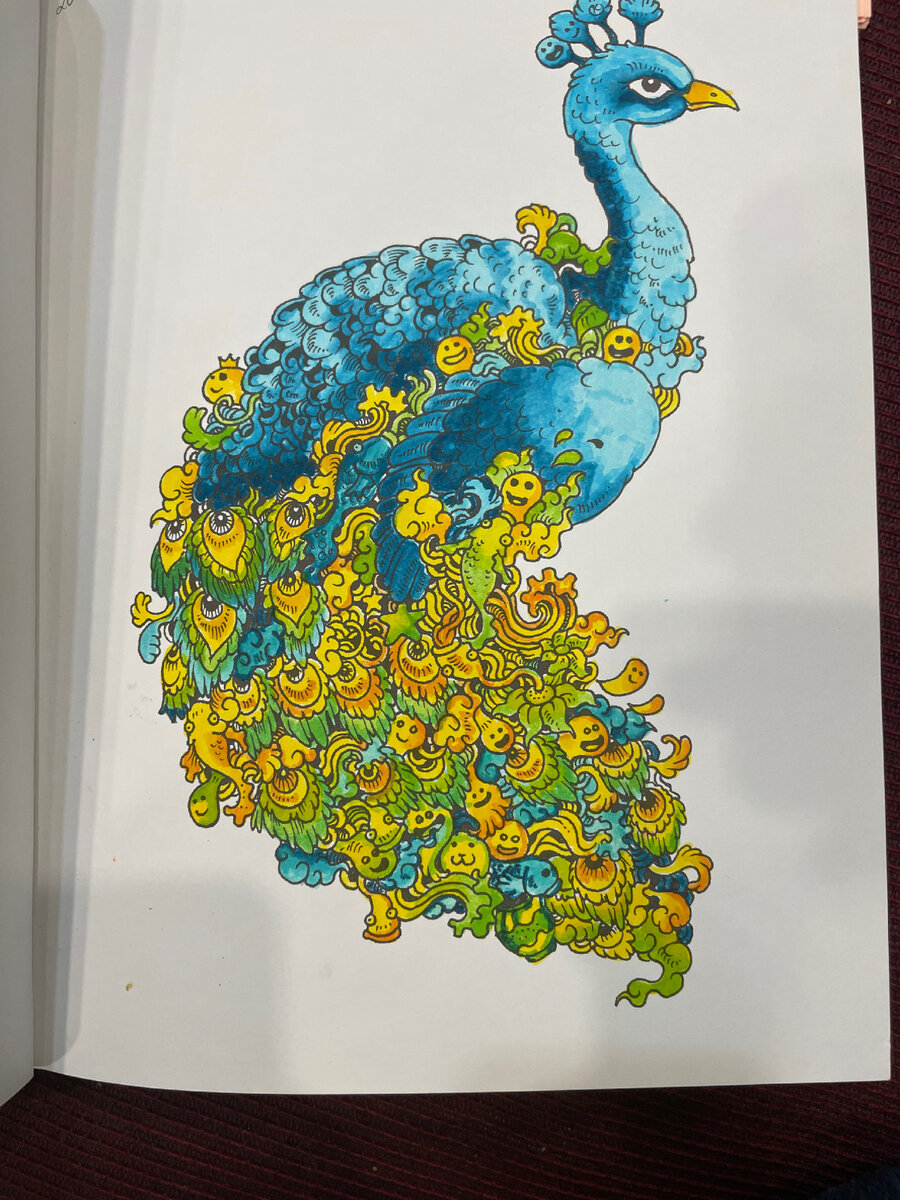 Одна из любимых иллюстраций: раскрашено тремя фломастерами. Тремя! А у меня их в наборе 120.