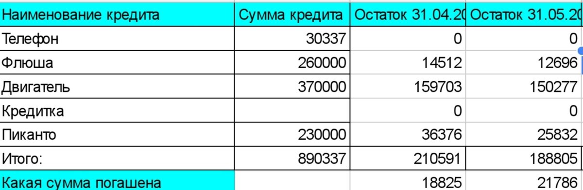 Каждый месяц я считаю, на сколько уменьшается долг, это очень мотивирует