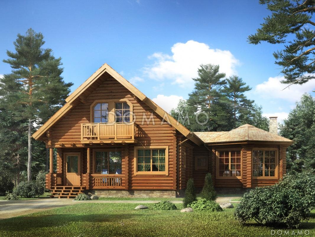 Проект D888 — бревенчатый дом с сауной 