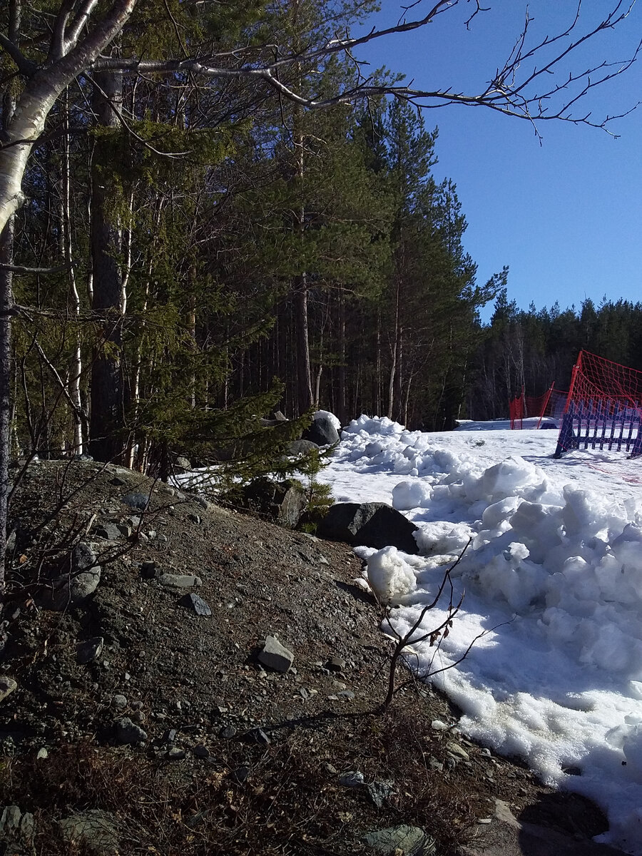 Проталины и камни на обочине лыжни!
