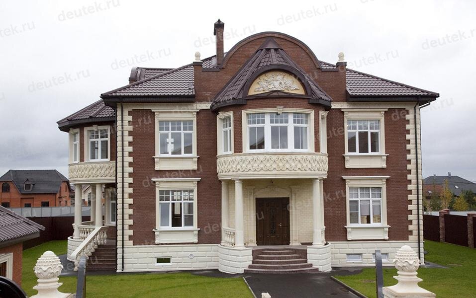 Проект двухэтажного дома 422 м2 в стиле барокко с эркерами и тренажёрным залом - PA-29