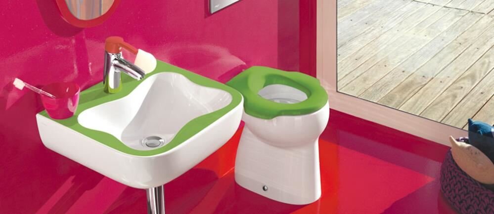 Приставной унитаз Laufen Florakids 29,5*38,5 с зеленым сиденьем