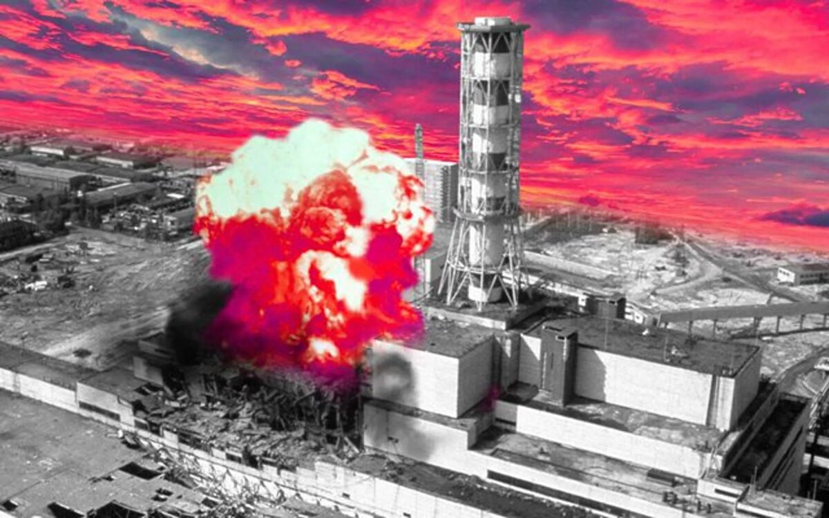      Взрыв на 4-м энергоблоке. Изображение из свободных источников.