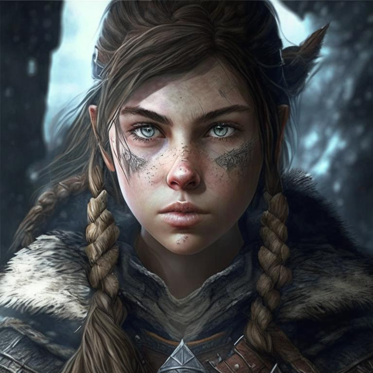 Рисунок девушки из Skyrim