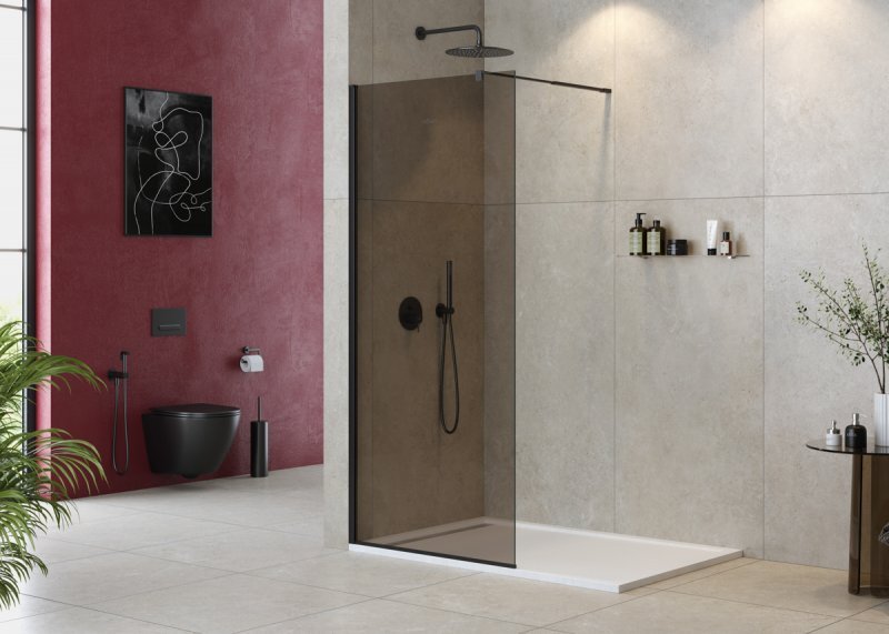 Душевая перегородка CEZARES LIBERTA-L-1-90-BR-NERO (профиль черный матовый, стекло бронза)