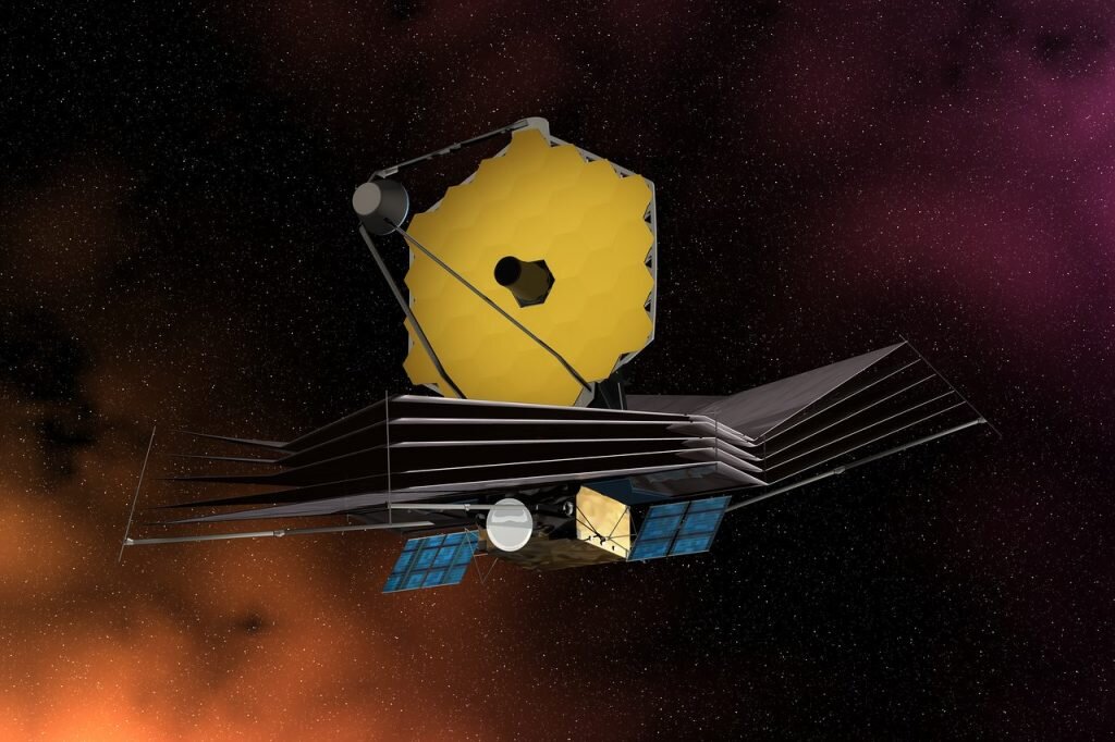    The James Web Space Telescope displaying its primary mirror, sun shield, solar panels and spacecraft bus. Александр Шереметьев