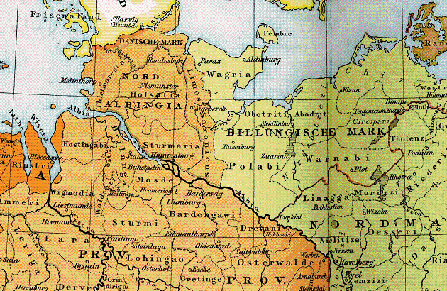 Исторические области западной и северной Саксонии и ободритские земли