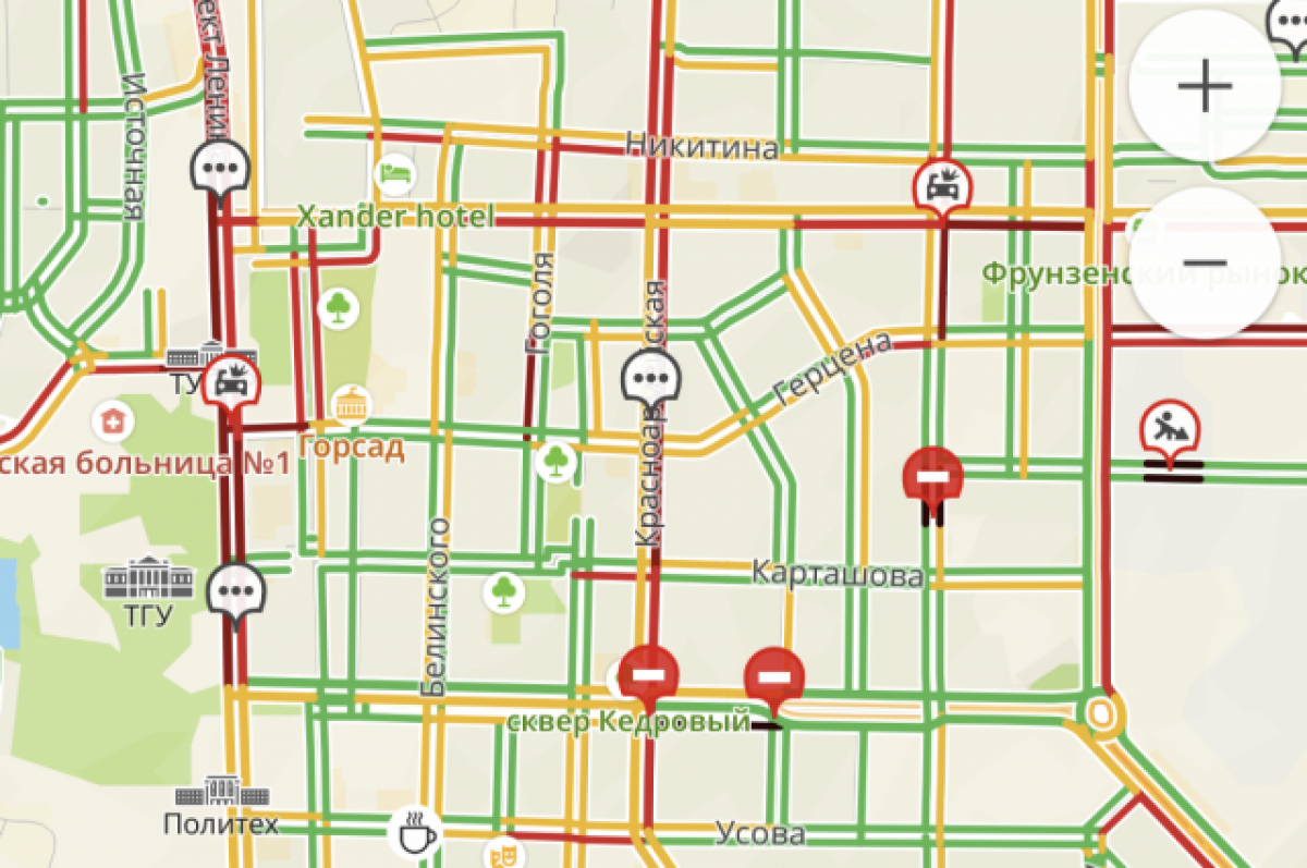 Пробки томск сейчас карта смотреть