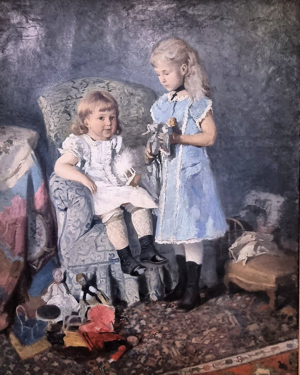 Маковский В.Е. 1846-1920 Две девочки, 1883, х.м.