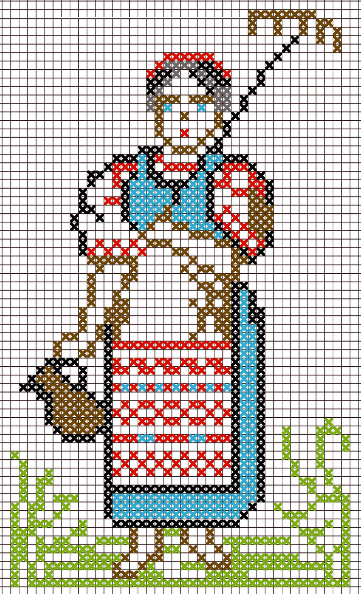 старинная схема вышивки крестьянка