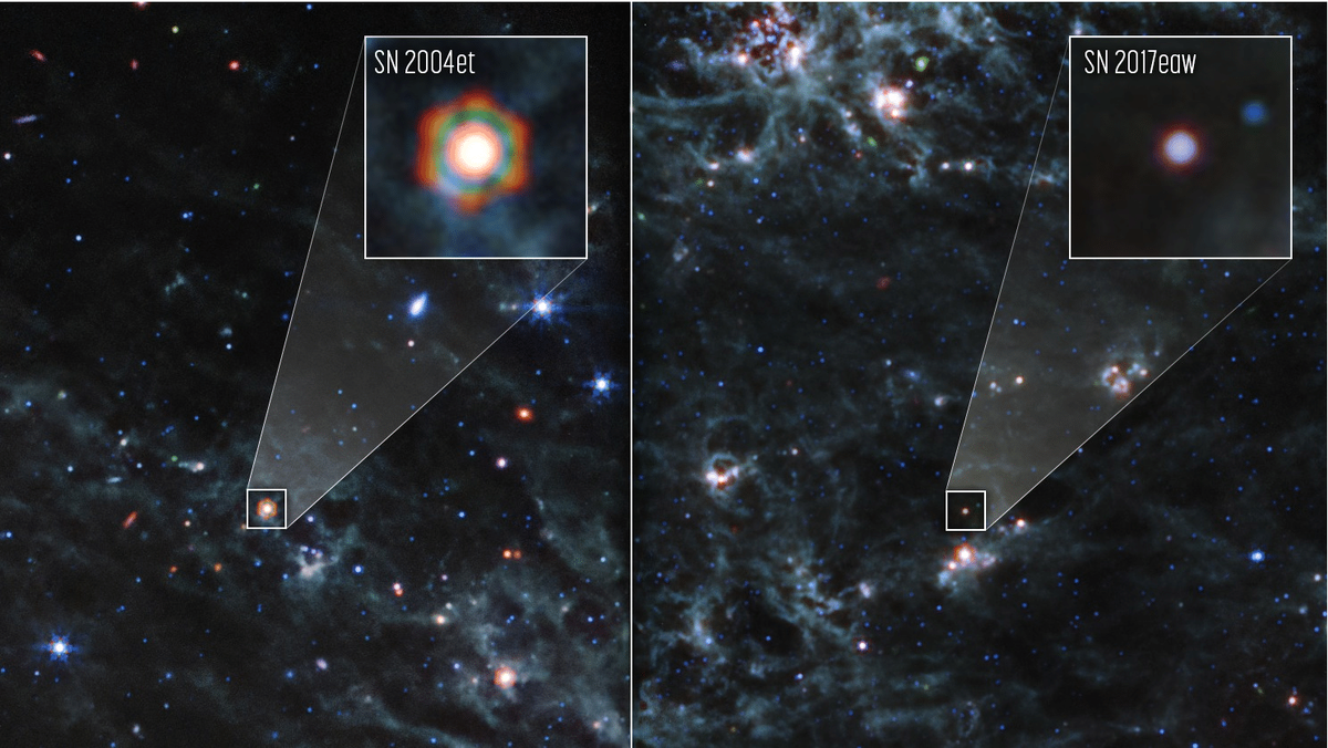    Сверхновые SN 2004et и SN 2017eaw в спиральной галактике NGC 6946 / © NASA