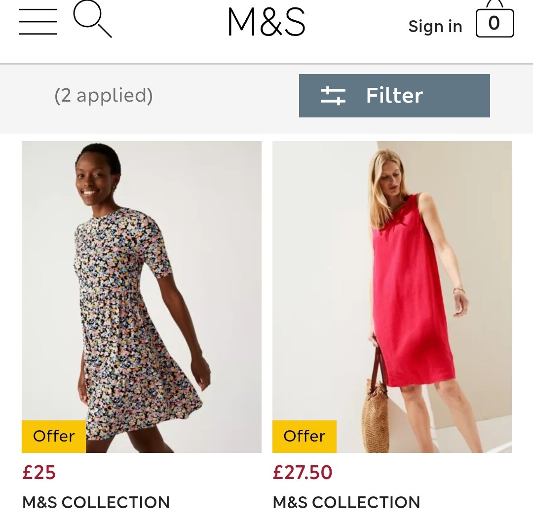 Стоимость платьев Marks & Spencer на официальном сайте бренда.