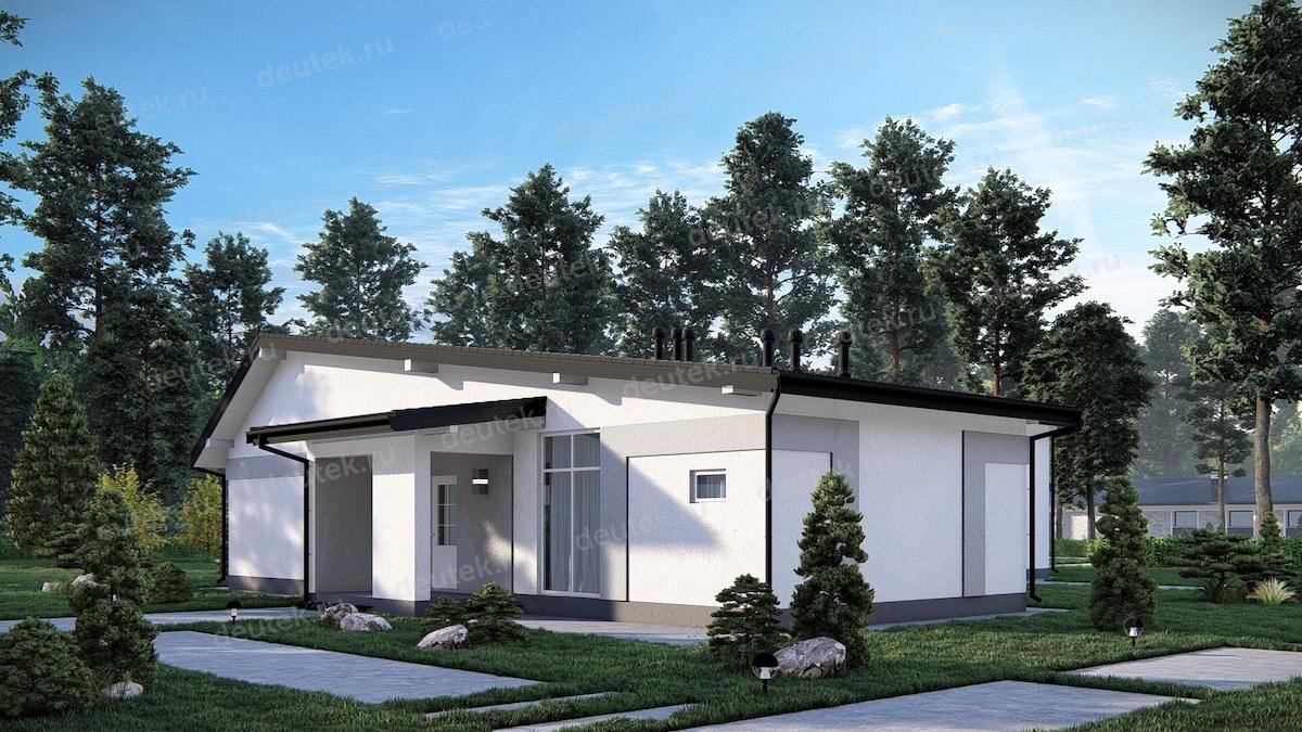 Проект одноэтажного дома 212 м2 с кабинетом, сауной, тренажерным залом и террасой - DTE-178