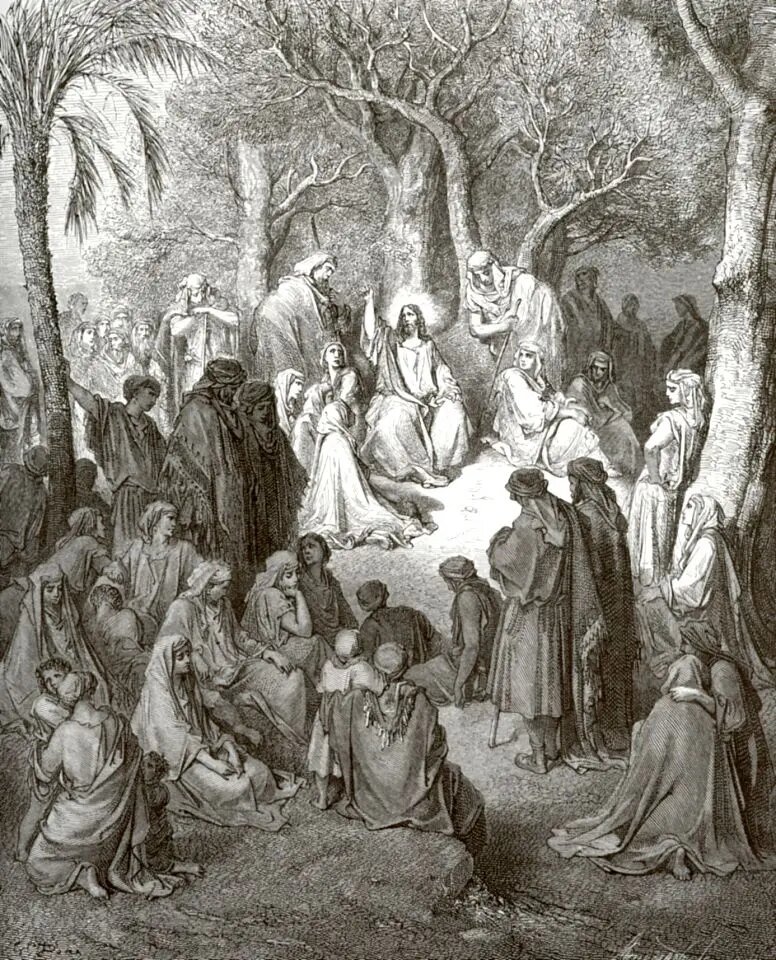  Нагорная проповедь Господа, Поль Гюстав Доре. Графика, 1877
