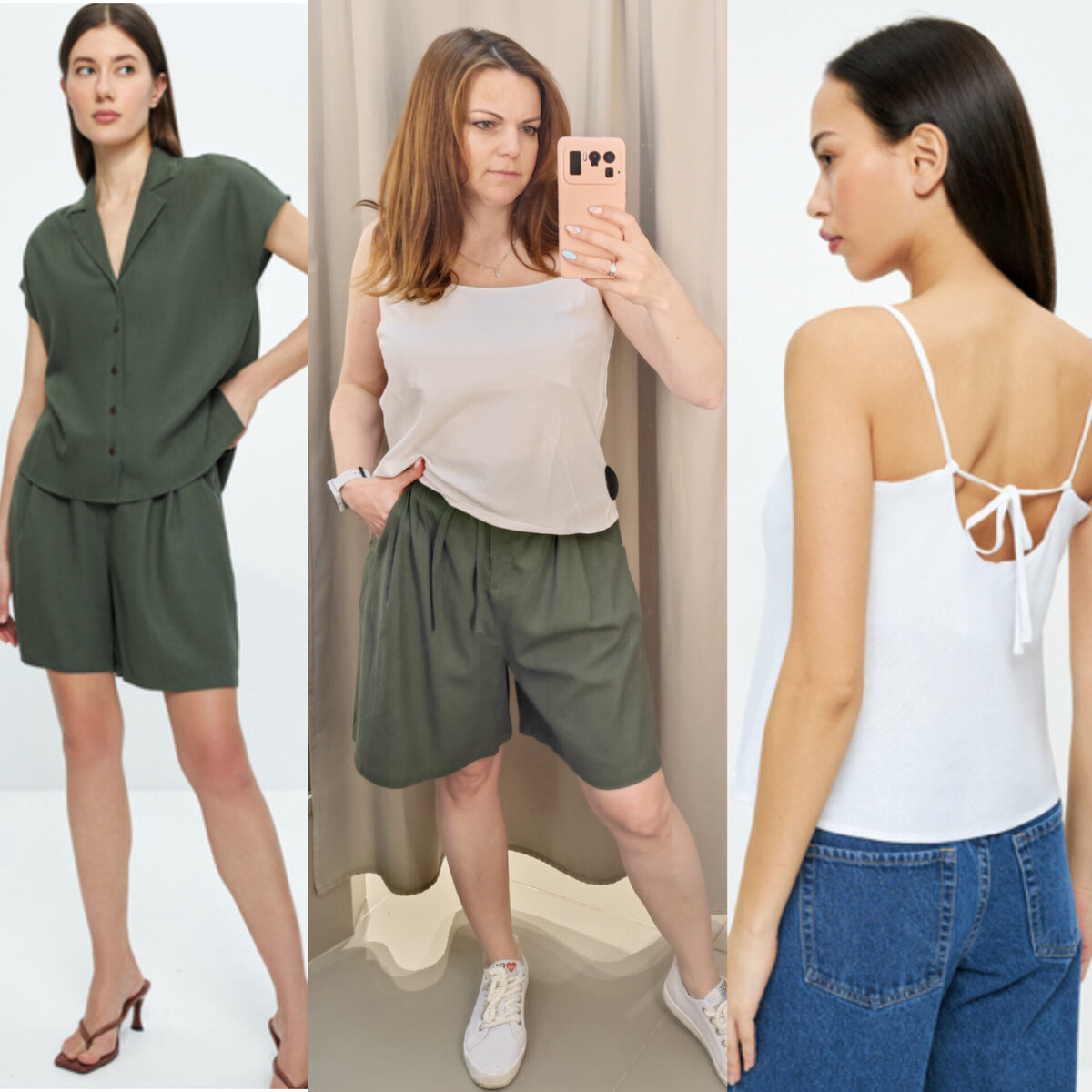 Топ так же взяла на размер больше, а вот шорты как нужно 44 размер