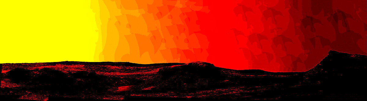 Марсианское небо здесь имитирует структура, напоминающая слегка камуфляж с повторяющимися элементами.