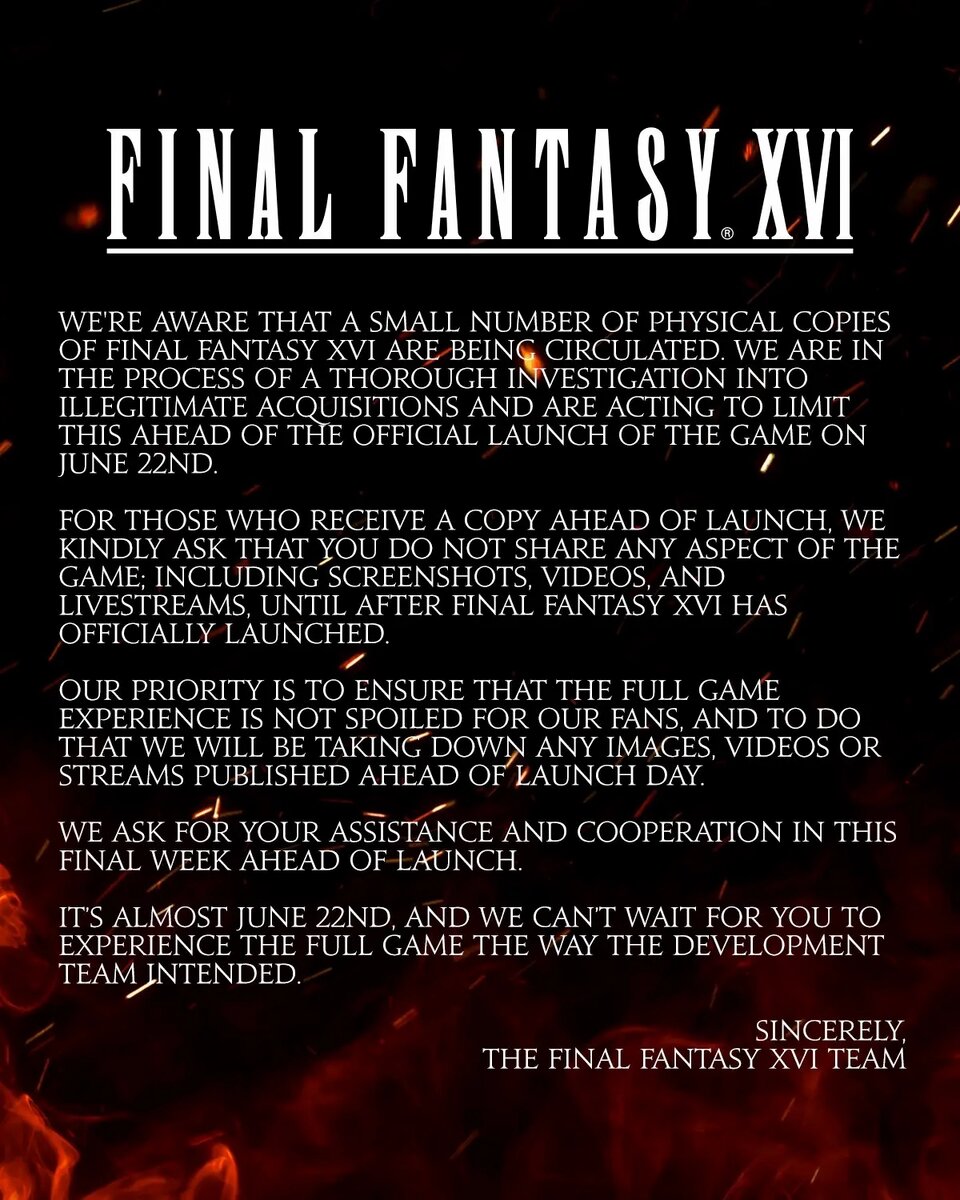 Некоторые игроки уже получили свои копии Final Fantasy XVI. Square Enix  намерена бороться со спойлерами | GoHa.Ru | Дзен