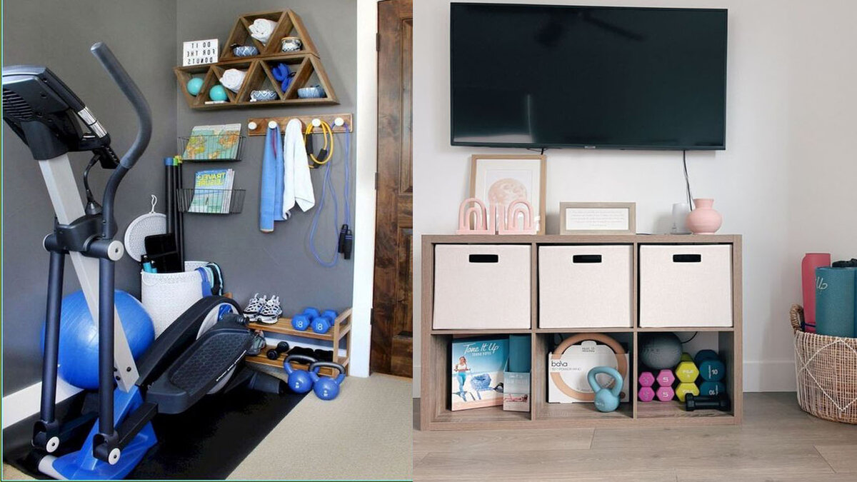 Варианты компактного хранения спорт инвентаря в комнате