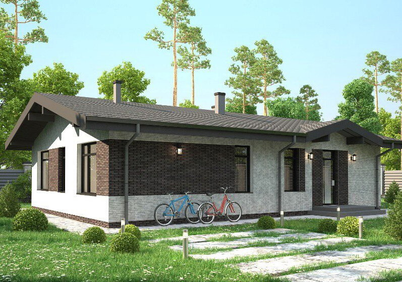 Проект дома FlatHouse-100 м2 со скатной кровлей