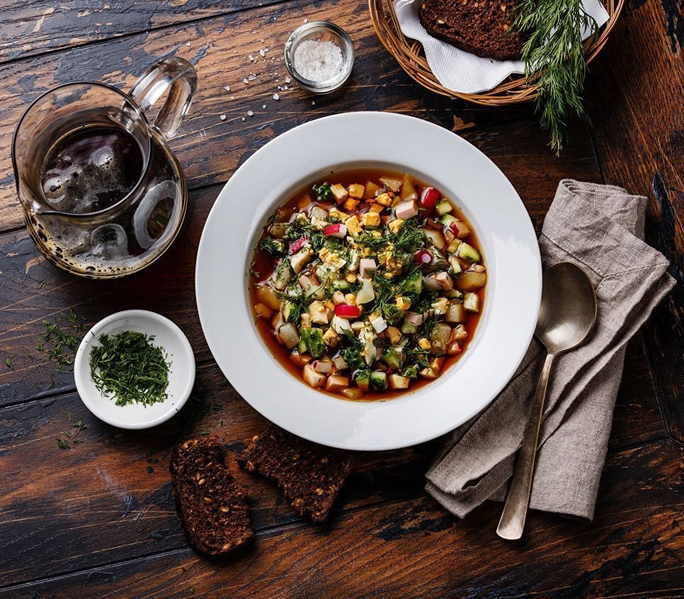 Окрошка с красивой подачей