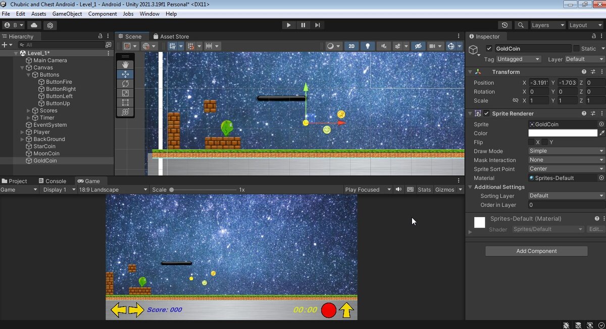 Берем все монетки и в порядке любой очередности тащим на Сцену (1.48). У меня размеры вполне себе нормальные.