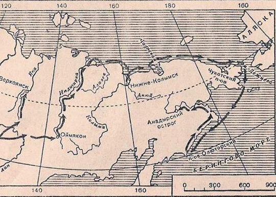 Моря лаптевых и берингово на контурной карте