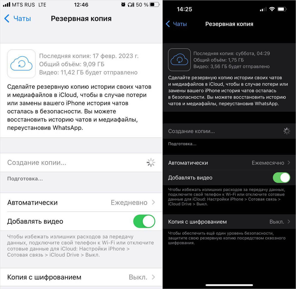    Бэкап Ватсапа через iCloud часто работает с ошибками