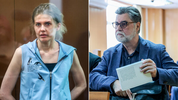 Бывший заместитель министра просвещения РФ Марина Ракова, обвиняемая в мошенничестве в особо крупном размере, во время рассмотрения ходатайства о продлении срока её ареста и ректор Московской высшей школы социальных и экономических наук (Шанинка) Сергей Зуев. Фото © ТАСС / Александр Щербак, Антон Новодережкин