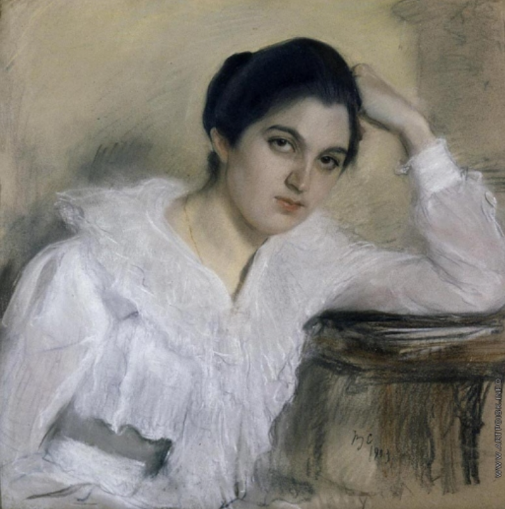 "Портрет М.П. Хрущевой" Валентин Александрович Серов. Картон, пастель. Размер 64 х 64, 1903 http://artpoisk.info/artist/serov_valentin_aleksandrovich_1865/portret_m_p_hruschevoy/