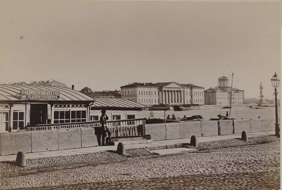 Академия наук и Кунсткамера с противоположного берега, фото 1870-х годов