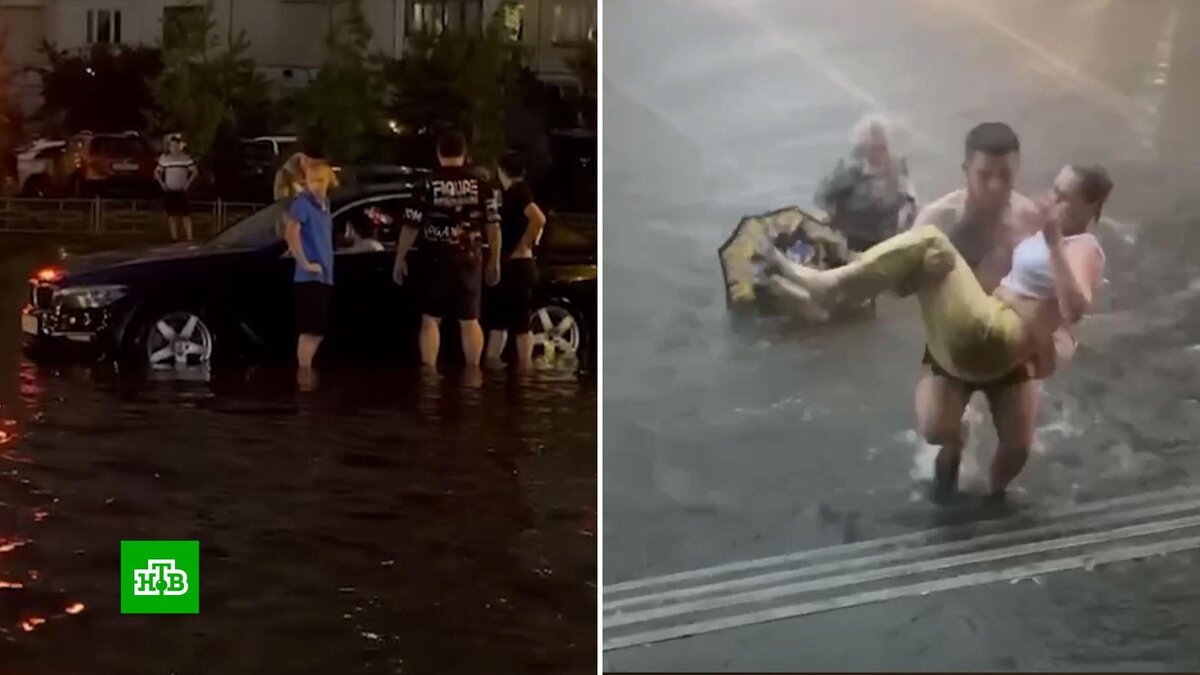    Затопленные дороги и град размером с куриное яйцо: последствия тропических дождей в Подмосковье