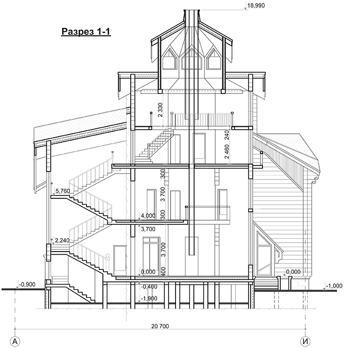 Проект трёхэтажного дома 528 м2 в стиле барокко с мансардным этажом и эркерами - PA-49