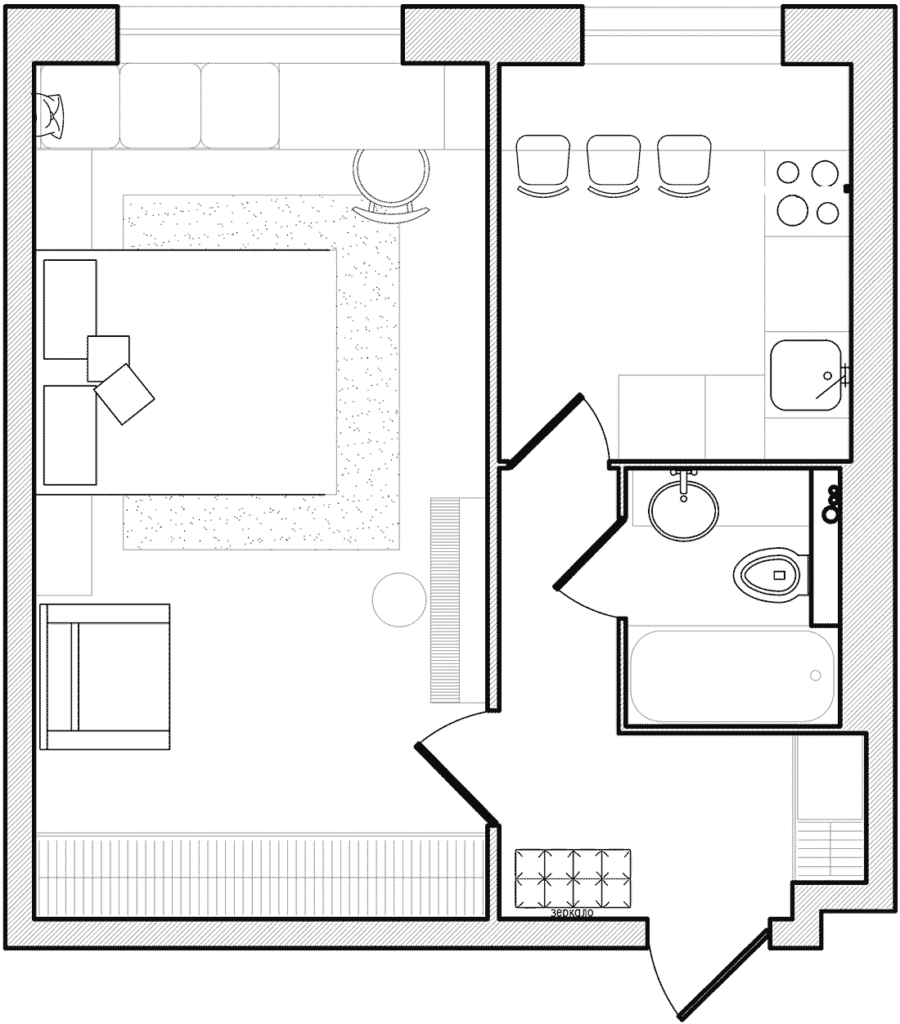 Планировка однокомнатной хрущевки 30 кв.м